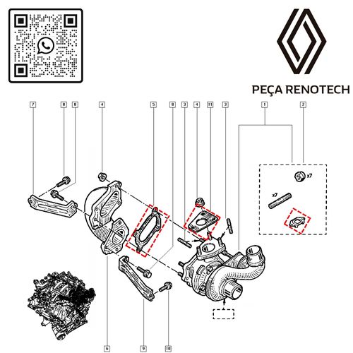 RN 004980-N 8200004980 JUNTA DA TURBINA MOT 2.5 16V G9U MASTER 04-11 2